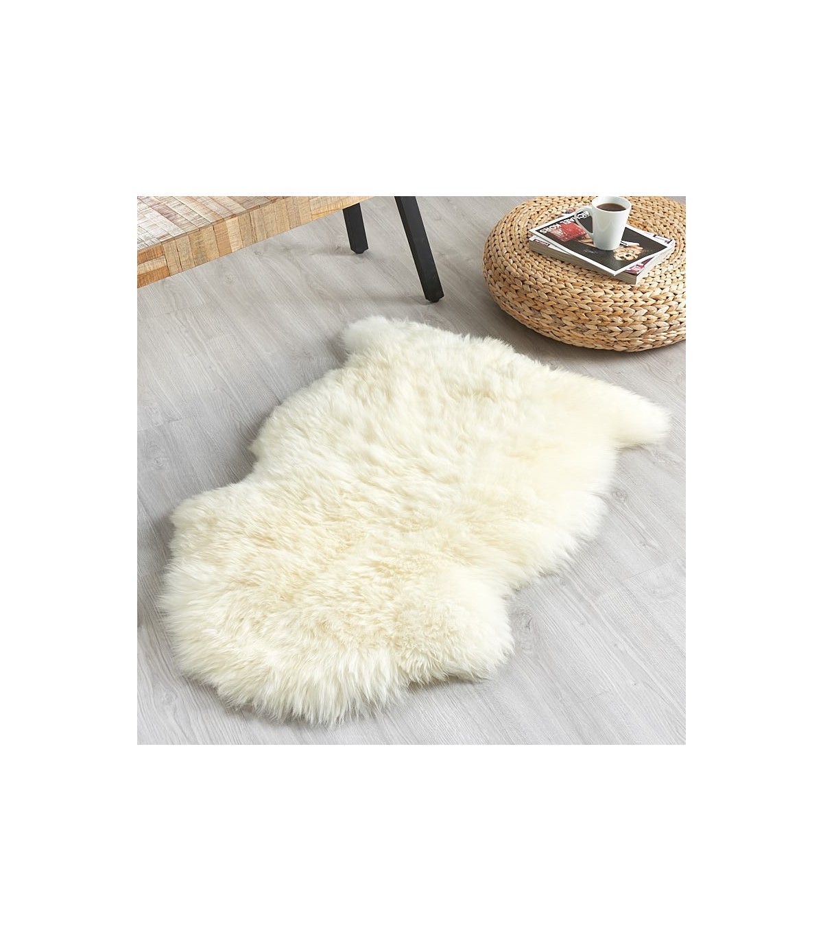 White double sheepskin rug soft wool natural real genuine