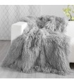 Grey Mongolian Fur Blanket / Fur Throw (48x72 in)