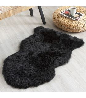 PlushFurEver 36" x 58" Large Black Tip Sheepskin Area Rug Plush Medium Fur Rugs 