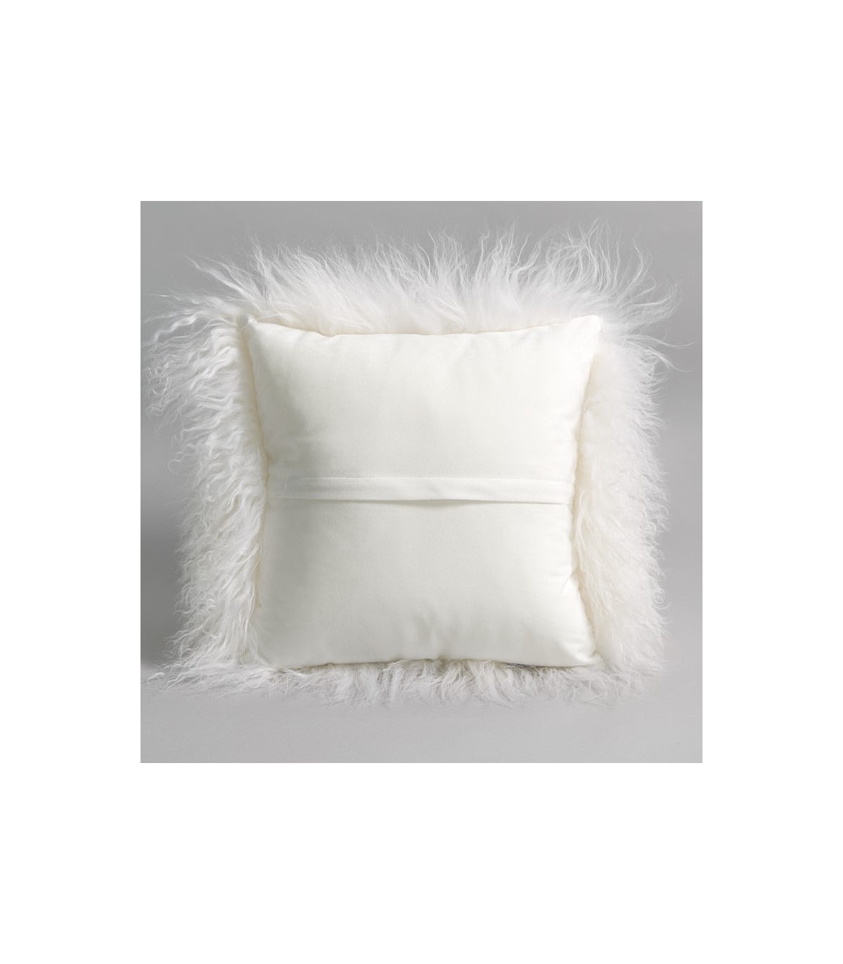 white long Mongolian sheep faux fur complete decorative throw pillow 