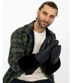 Black Nappa Leather Shearling Gauntlet Mittens