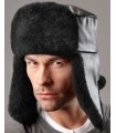 Russian Ushanka Hat - Sheepskin & Leather - Black