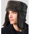 Shearling Sheepskin Russian Hat - Black Frost