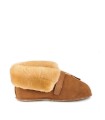 Wide Opening Sheepskin Cabin Slippers with Velcro Closure