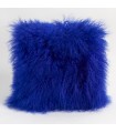Royal Blue Mongolian Lamb Fur Pillow / Cushion