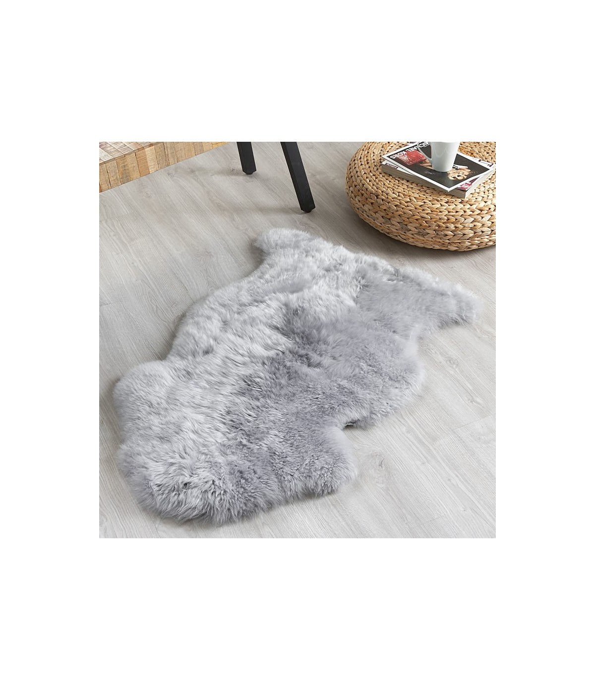 Genuine Real Sheepskin Rug Steel Grey Sheep Rug Single Pelt Wool Fur Throw Floor 